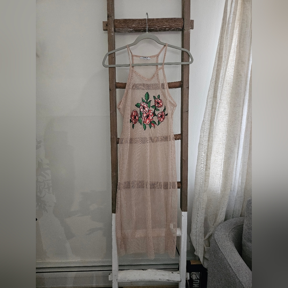 Zara Floral Embroidered Sheer Dress Cover Up